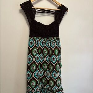 Vintage Y2K Candie's Brown and Green Patterned Mini Dress